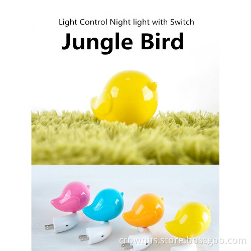 New AC Plug Bird AC110-220V Wall Socket Light-control Sensor LED Night Light Bedroom lamp